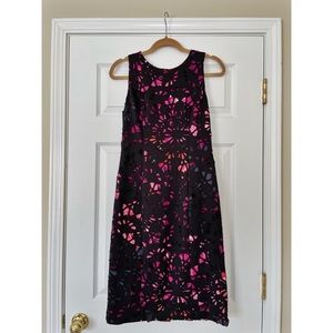 Laser-cut floral sleeveless sheath dress